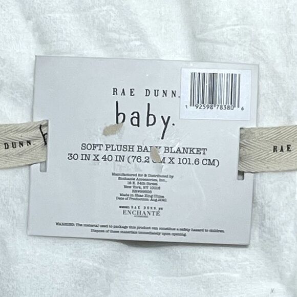 Rae Dunn Baby - Soft Plush Baby Blanket - Feliz Navidad - White 30” x 40” NWT - Picture 5 of 7